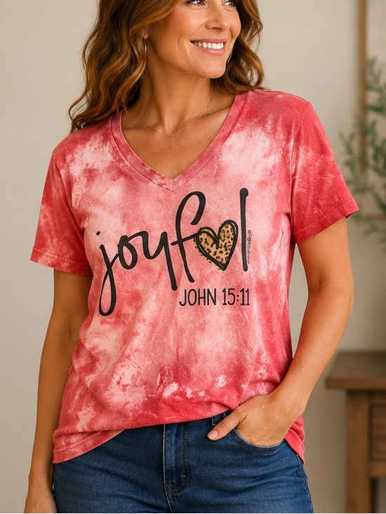 Tops - Joyful V-Neck Tee - pink size MEDIUM